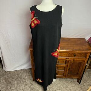 Artcore Cottage Luxe Black Knit Butterfly Whimsycore Dress Sleeveless Women L